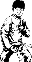 vector outline pencak silat illustration design
