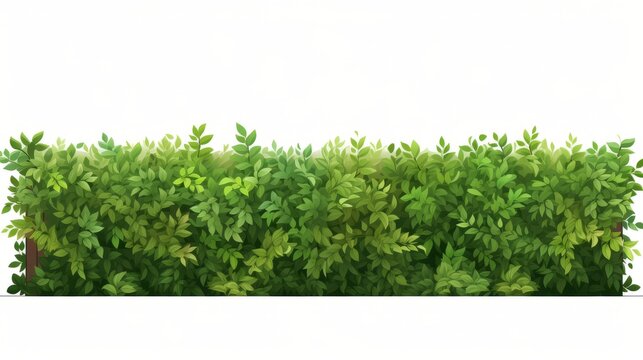 hedges and grass in front of lawn on white background