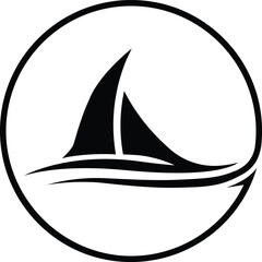 Distinctive small boat logo/icon, capturing the essence of marine adventures. Perfect for nautical businesses, travel, and leisure. High-definition vector, ready for diverse branding needs.