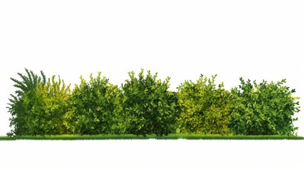 hedges and grass in front of lawn on white background - obrazy, fototapety, plakaty