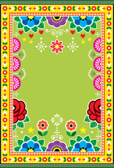 Pakistani and Indian truck art vector poster design with flowers and blank space for text - 27x40 format
