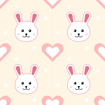 bunny rabbit lover heart seamless pattern, background, backdrop, wallpaper, seamless, template, paper, creative. vector illustration design
