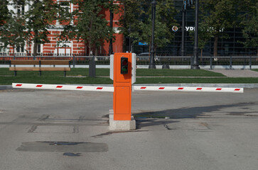 Two barriers for entry and exit from street parking