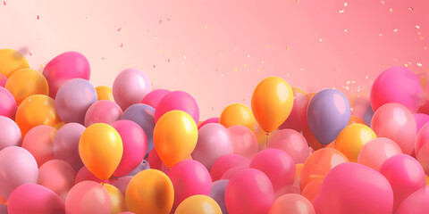 Fototapeta na wymiar Balloons on Pink Background