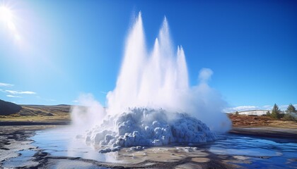 A majestic geyser erupting with tremendous force - obrazy, fototapety, plakaty