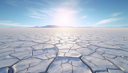 A breathtaking landscape with sunlight reflecting off a vast expanse of ice