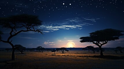 A beautiful sunset over a picturesque field with trees