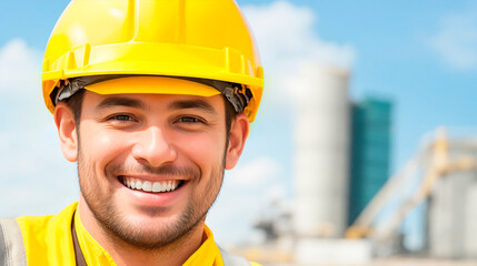 portrait of a smiling engineer on a construction 