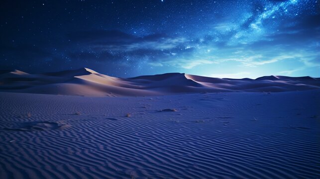 The stunning night sky filled with twinkling stars above a serene desert landscape