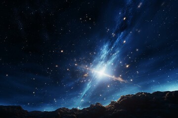 A bright star shining in the night sky - obrazy, fototapety, plakaty