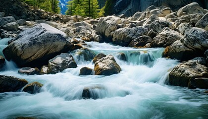 Fototapeta na wymiar A peaceful forest stream flowing over rocks