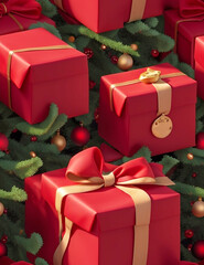 Christmas present gifts box on a wooden table Generative AI. free Stock Photo