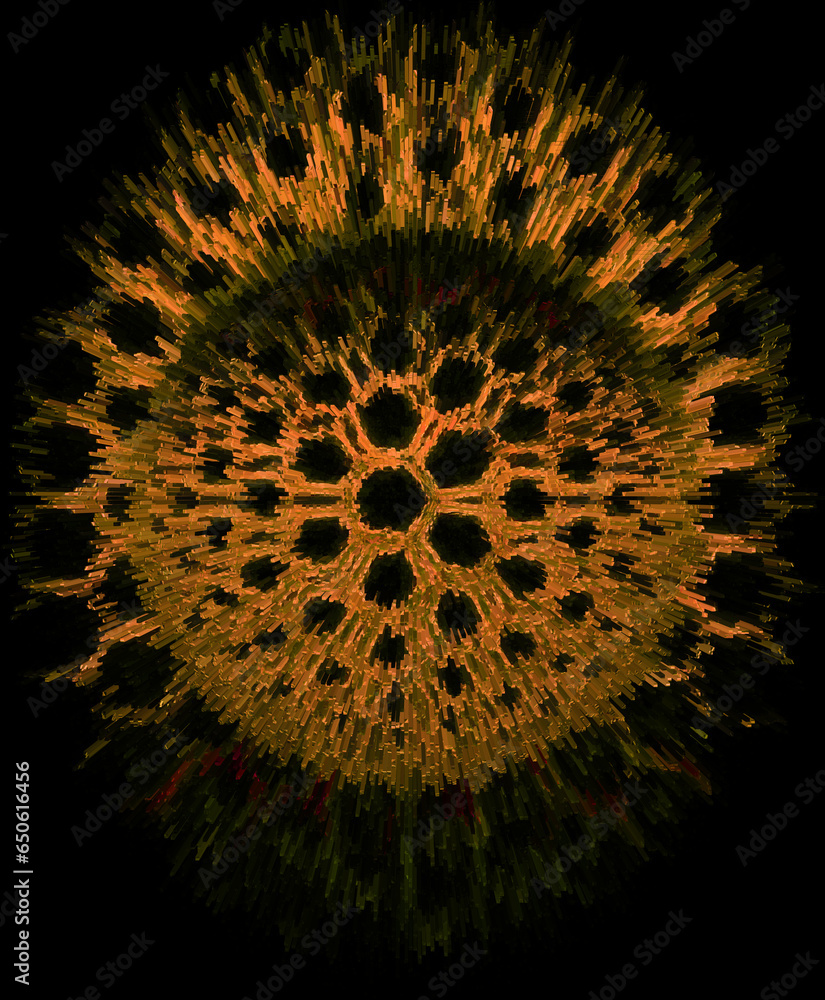 Aufkleber exploding hexagonal connected mosaic over a sphere in 3d