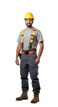 Construction worker, contractor man isolated on transparent white background