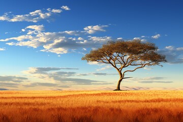 A solitary tree standing in an open field
