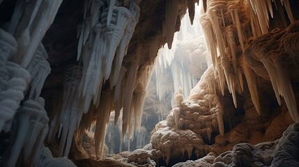 A stunning ice cave with intricate formations