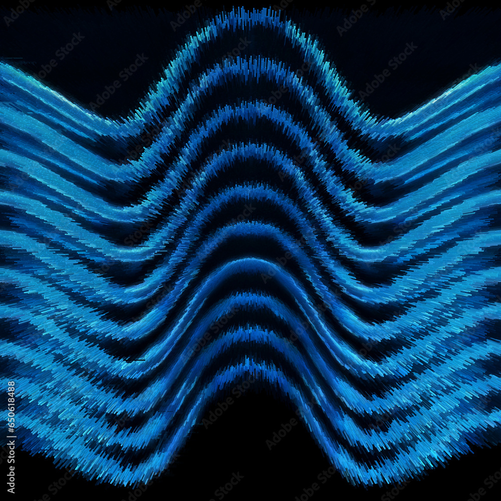 Aufkleber bright cobalt blue parallel striped in exploding style on a black background