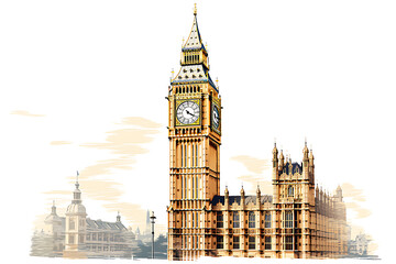 Abstract of Big Ben England illustration isolated white background
