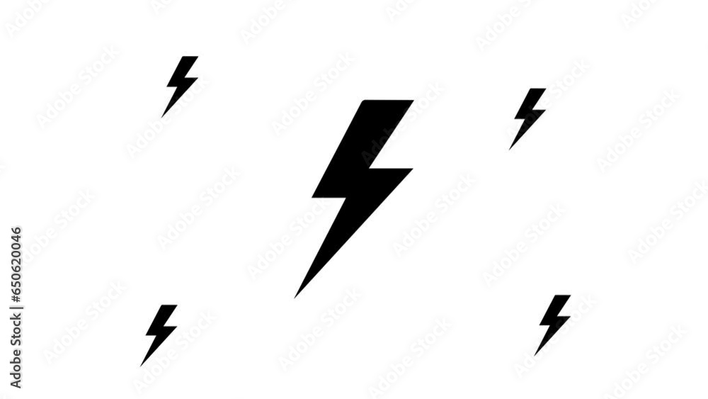 Aufkleber zoom in and out animation the lightning symbol. large black symbol in the center and four small symb