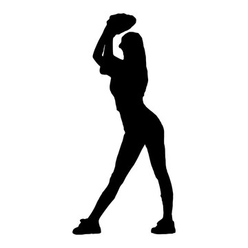 silhouette of a baseball girl illustration vector