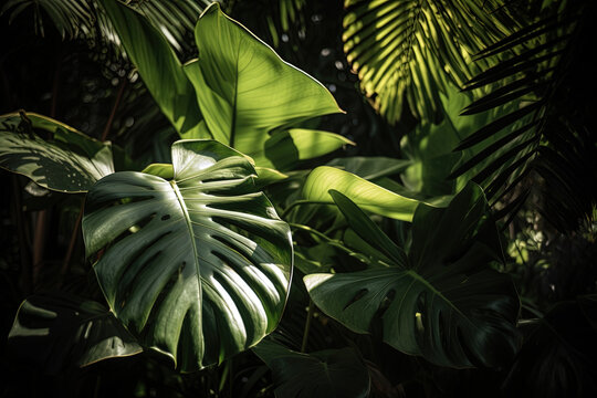 Green background of tropical leaves and nature concept, tropical leaf