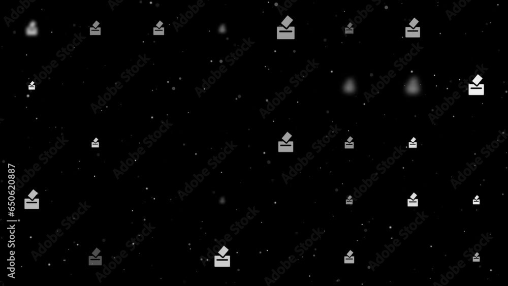 Poster template animation of evenly spaced vote symbols of different sizes and opacity. animation of transp