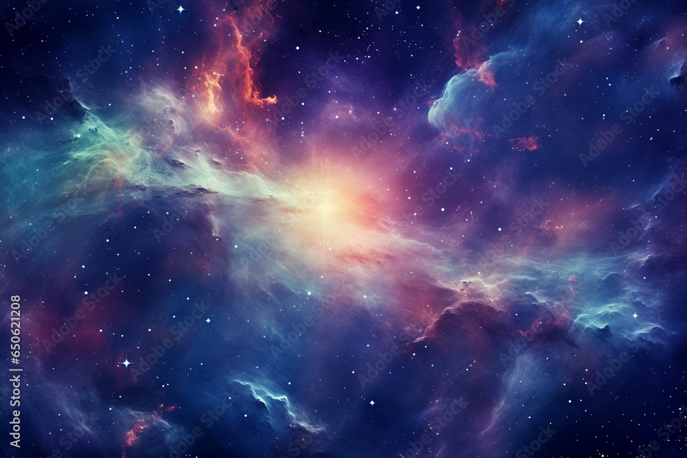Wall mural hd wallpaper of colorful space stars galaxy nebula 3d rendering generative ai