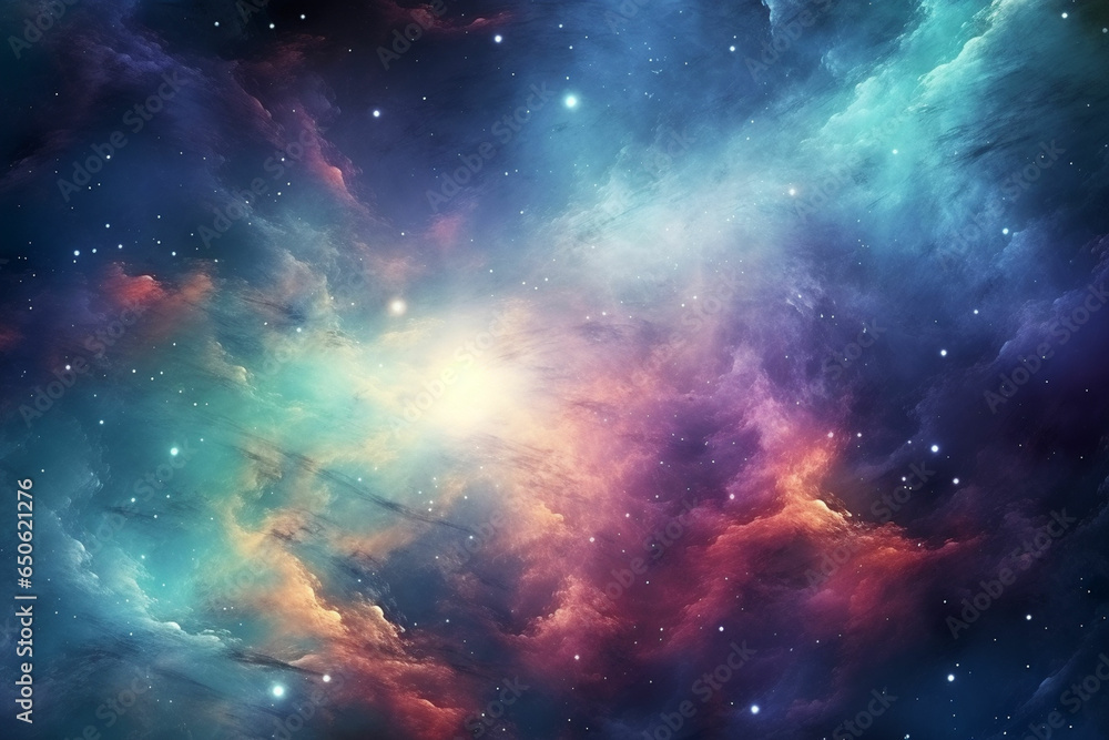 Wall mural hd wallpaper of colorful space stars galaxy nebula 3d rendering generative ai