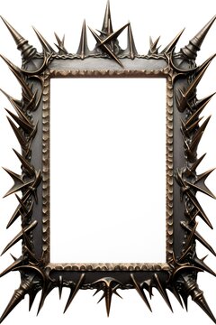 Iron picture frame with metallic spikes fantasy mockup