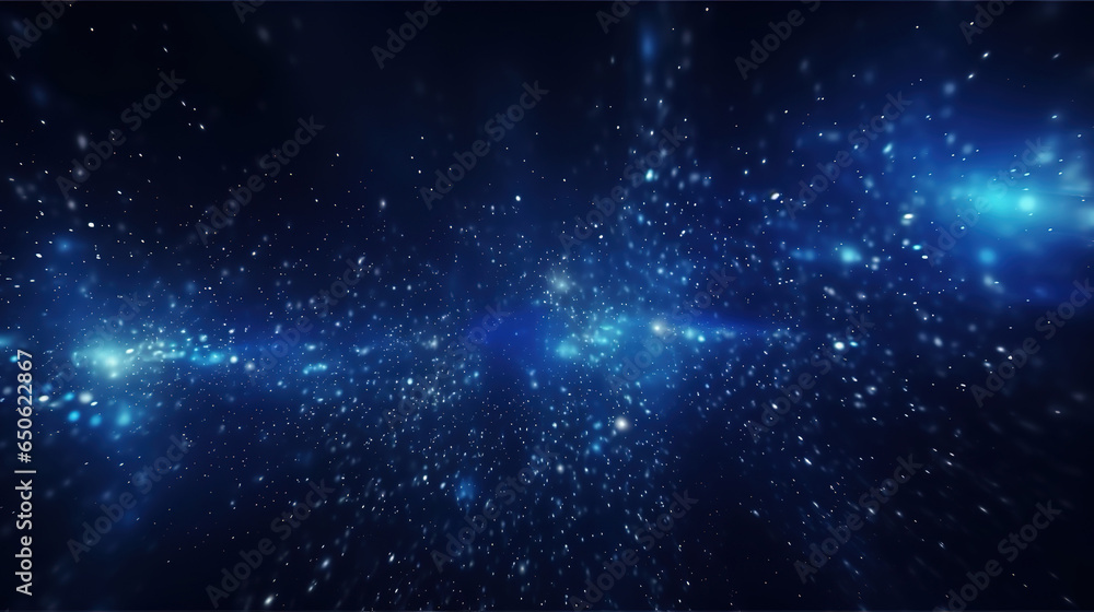Poster dark blue and glow particle abstract background. generative ai