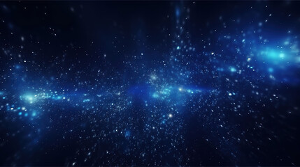 Dark blue and glow particle abstract background. Generative Ai