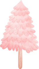 Pink Christmas Tree Watercolor Cartoon Illustration