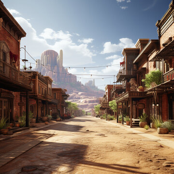 Western City Stadt wester wild wild west wilder westen saloon stadt holz - fiktiv, generative ki 