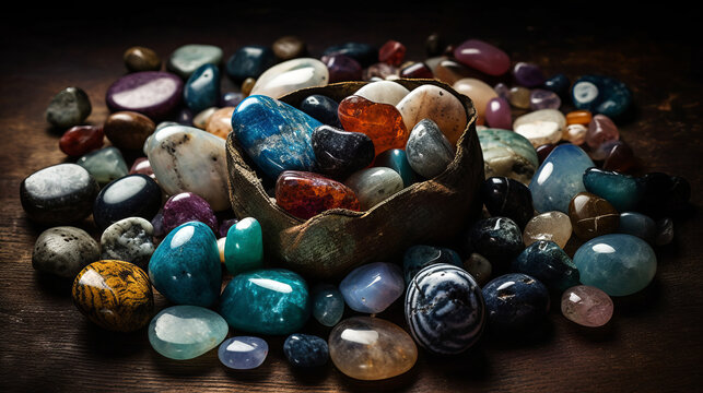 collection of tumbled gemstones