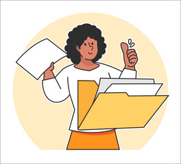 A woman searches for data from a document folder
