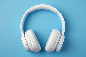 Fototapeta na wymiar White headphones on a multicolored background. Generative AI.