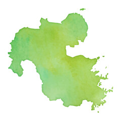 水彩風の大分県地図のイラスト