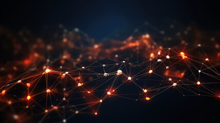 Fototapeta premium Abstract network communications background with low poly design. Generative Ai