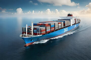 Shipping industry carries cargo on large container ships