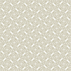 Seamless geometric ornament based on traditional islamic art.Brown color contoured lines. For fabric,textile,cover,wrapping paper,background and lasercutting.