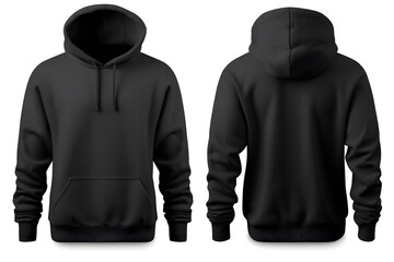Blank hoodie sweatshirt mock up template, front, and back view, isolated on white background. Blank...