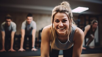 Fototapeta na wymiar women exercising in gym
