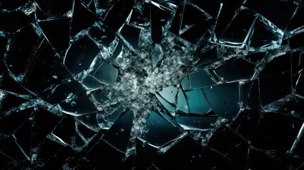Broken glass frame realistic smashed window shards with cracks random shapes  - obrazy, fototapety, plakaty