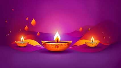 Beautiful diwali background with diya lamp.