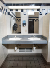 Public Restroom Sinks and Mirrors tiled niche
