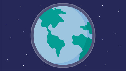 Fototapeta na wymiar Planet earth in space. Vector illustration in flat style on blue background.