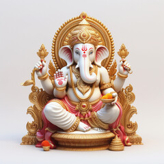 Ganesh Illustration of colorful hindu lord Ganesha on light background- Graphical poster modern art 3D wallpaper