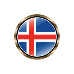 Obraz premium Iceland flag circle button vector template, trendy, collection, logo, design