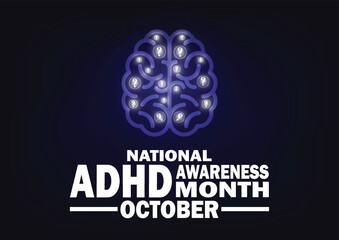 Vector illustration on the theme of ADHD (attention deficit hyperactivity disorder) awareness month. Suitable for greeting card, poster and banner.