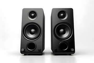 Fototapeta premium black wireless loudspeakers isolated on a white background